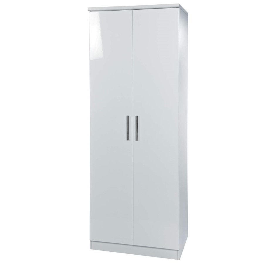 GRADE A2 - Welcome Furniture Knightsbridge High Gloss 2 Door Wardrobe in White
