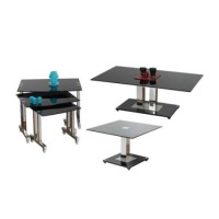 Sweet Dreams Oriel 3 Piece Living Room Set with Nest of Tables and Glass Tops