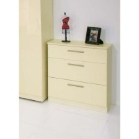 Welcome Furniture Hatherley High Gloss 3 Drawer Chest in Cream