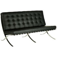 Eliza Tinsley Barcelona Chrome and Quilted Leather Faced Reception Sofa