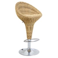 Eliza Tinsley Freda Rattan and Chrome Bar Stool