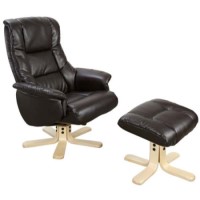 Teknik Office Colorado Swivel Recliner and Footstool with Light Wood Base - black