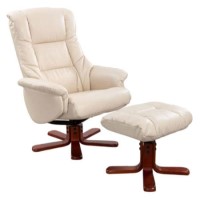 Teknik Office Colorado Swivel Recliner and Footstool with Cherry Base - cream