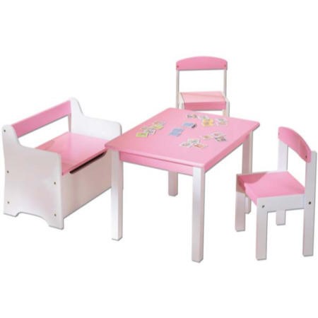 Interlink Isabella Pink and White Childrens Table and Chairs Set ...