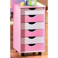 Interlink Isabella Pink and White Childrens Narrow Mobile Chest