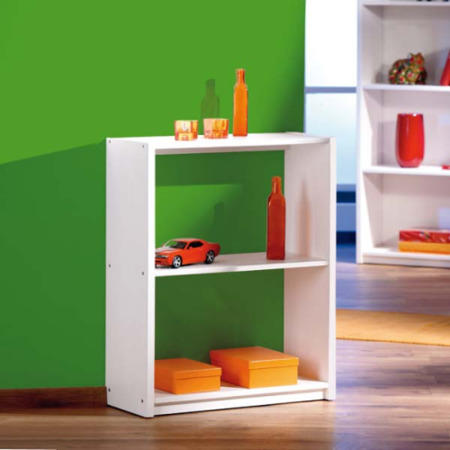Emi Solid Pine 3 Shelf Bookcase in White - 