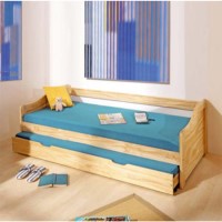 Interlink Bea Solid Pine Continental Single Day Bed with Trundle Guest Bed