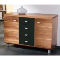 Fiona 4 Drawer Sideboard in Walnut and Black - 