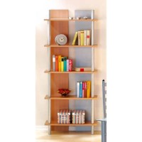 Tadeo 5 Shelf Bookcase in Birch and Silver - 