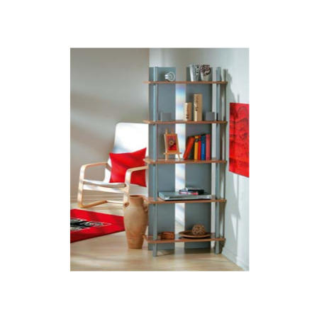 Tadeo 5 Shelf Bookcase in Birch and Silver - 