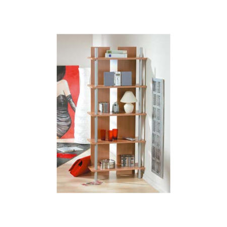 Tadeo 5 Shelf Bookcase in Birch and Silver - 