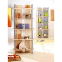 Interlink Toki 5 Shelf Bookcase in Maple and Silver