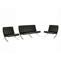 Eliza Tinsley Barcelona Chrome and Quilted Leather Faced Sofa Suite