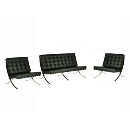 Eliza Tinsley Barcelona Chrome and Quilted Leather Faced Sofa Suite