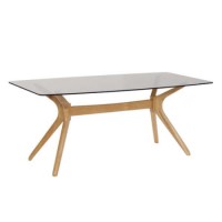 LPD Portofino Solid Oak Rectangular Dining Table with Glass Top