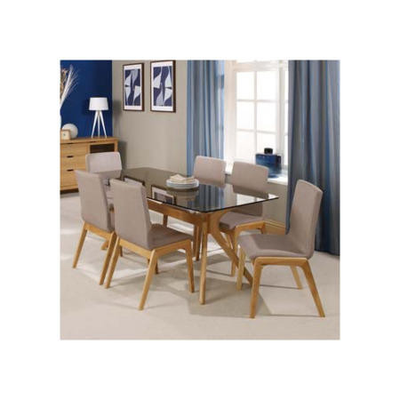 LPD Portofino Solid Oak Rectangular Dining Table with Glass Top