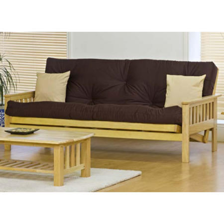 Kyoto Futons Nashville 3 Seater Futon with Deluxe Mattress - brown