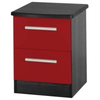 Welcome Furniture Hatherley High Gloss 2 Drawer Bedside Chest in Black and Red
