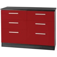 Welcome Furniture Hatherley High Gloss 3+3 Drawer Chest in Black and Red