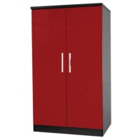 Welcome Furniture Hatherley High Gloss 2 Door Low Wardrobe in Black and Red