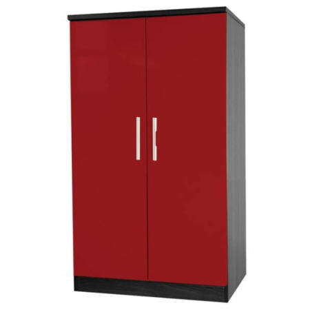 Welcome Furniture Hatherley High Gloss 2 Door Low Wardrobe in Black and Red