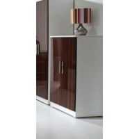 Welcome Furniture Hatherley High Gloss 2 Door Low Wardrobe in White and Ebony