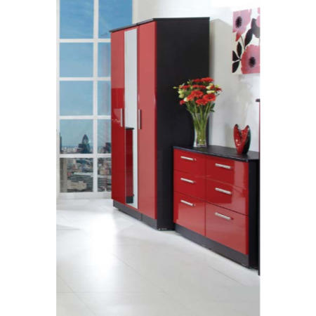 Hatherley High Gloss 2 Piece Bedroom Set in Black and Red - 