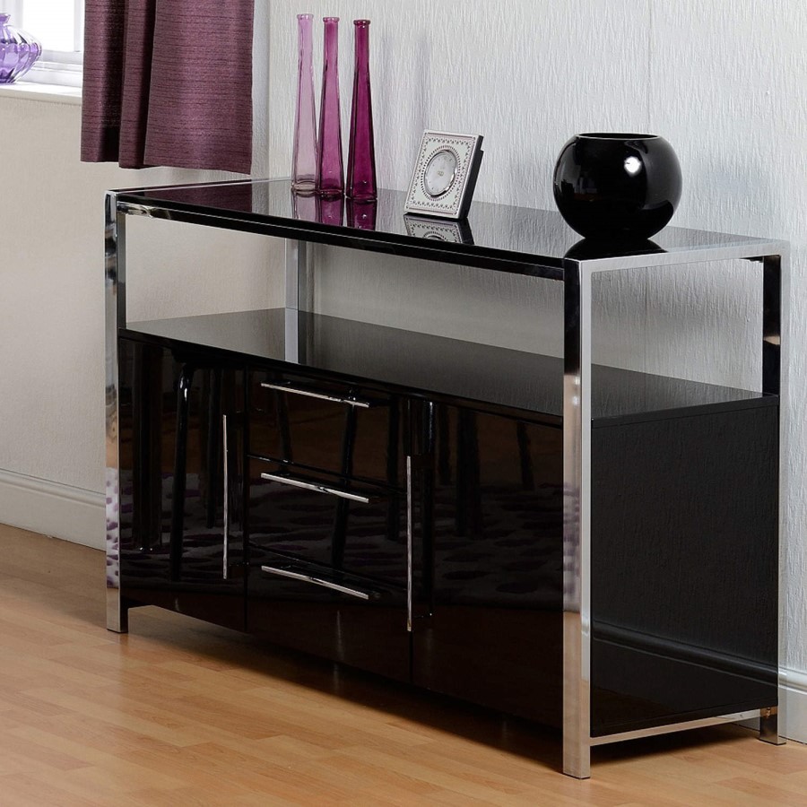 GRADE A2 - Seconique Charisma High Gloss 2 Door Sideboard in Black