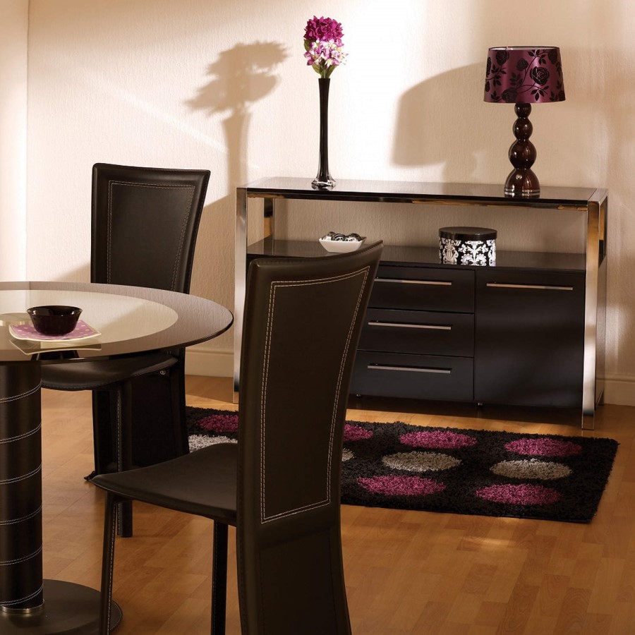 GRADE A2 - Seconique Charisma High Gloss 2 Door Sideboard in Black
