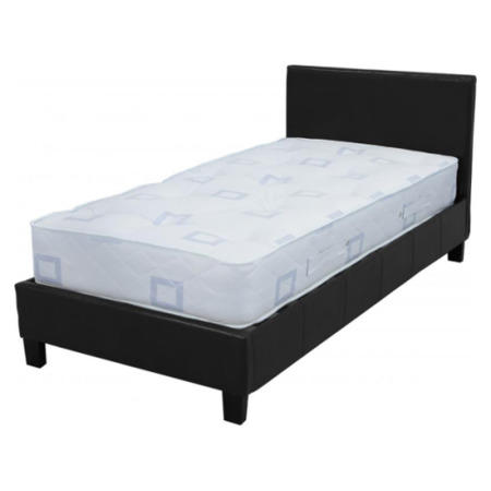Black Faux Leather Upholstered Single Bed Frame - Prado - Seconique