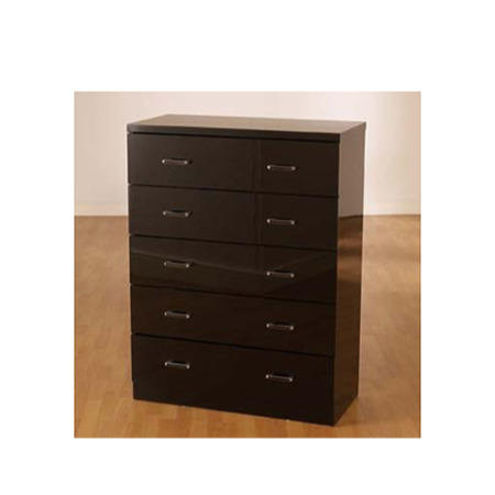 Seconique Charisma High Gloss 5 Drawer Chest in Black