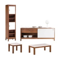 LPD Strata Solid Walnut and High Gloss 4 Piece Living Room Furniture Set