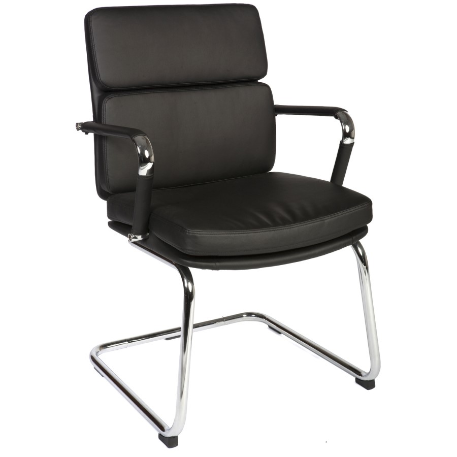 Teknik Office Miller Faux Black Leather Visitors Chair