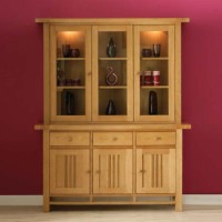Morris Furniture Artisan Solid Oak Glazed Triple Display Cabinet