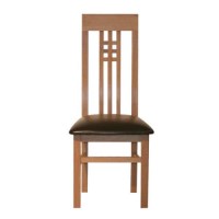 Morris Furniture Artisan Solid Oak Slat Back Leather Dining Chair