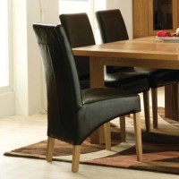 Morris Furniture Artisan Solid Oak Padded Back Leather Dining Chair