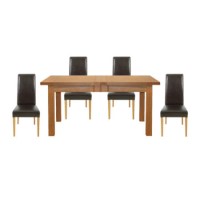 Morris Furniture Artisan Solid Oak Rectangular Extending Dining Set with Padded Back Chairs - with 4 chairs