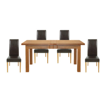 Morris Furniture Artisan Solid Oak Rectangular Extending Dining Set with Padded Back Chairs - with 4 chairs