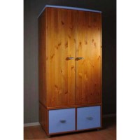 Stompa Combo Kids Natural 2 Door 2 Cube Wardrobe in Blue