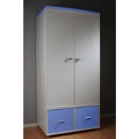 Stompa Combo Kids White 2 Door 2 Cube Wardrobe in Blue