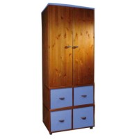 Stompa Combo Kids Natural 2 Door 4 Cube Wardrobe in Blue