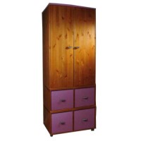 Stompa Combo Kids Natural 2 Door 4 Cube Wardrobe in Lilac