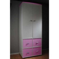 Stompa Combo Kids White 2 Door 4 Cube Wardrobe in Lilac