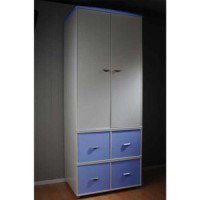 Stompa Combo Kids White 2 Door 4 Cube Wardrobe in Blue