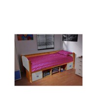 Stompa Solo Kids Natural Storage Single Bed Frame in White