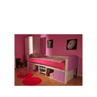 Stompa Solo Kids White Storage Single Bed Frame in Lilac