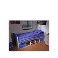 Stompa Solo Kids White Storage Single Bed Frame in Blue