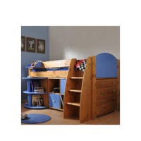 Stompa Rondo Kids Natural Midsleeper Bed in Blue with Desk Chest and Storage