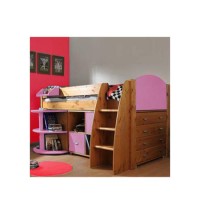 Stompa Rondo Kids Natural Midsleeper Bed in Lilac with Desk Chest and Storage