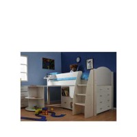 Stompa Rondo Kids White Midsleeper Bed with Desk Chest and Storage